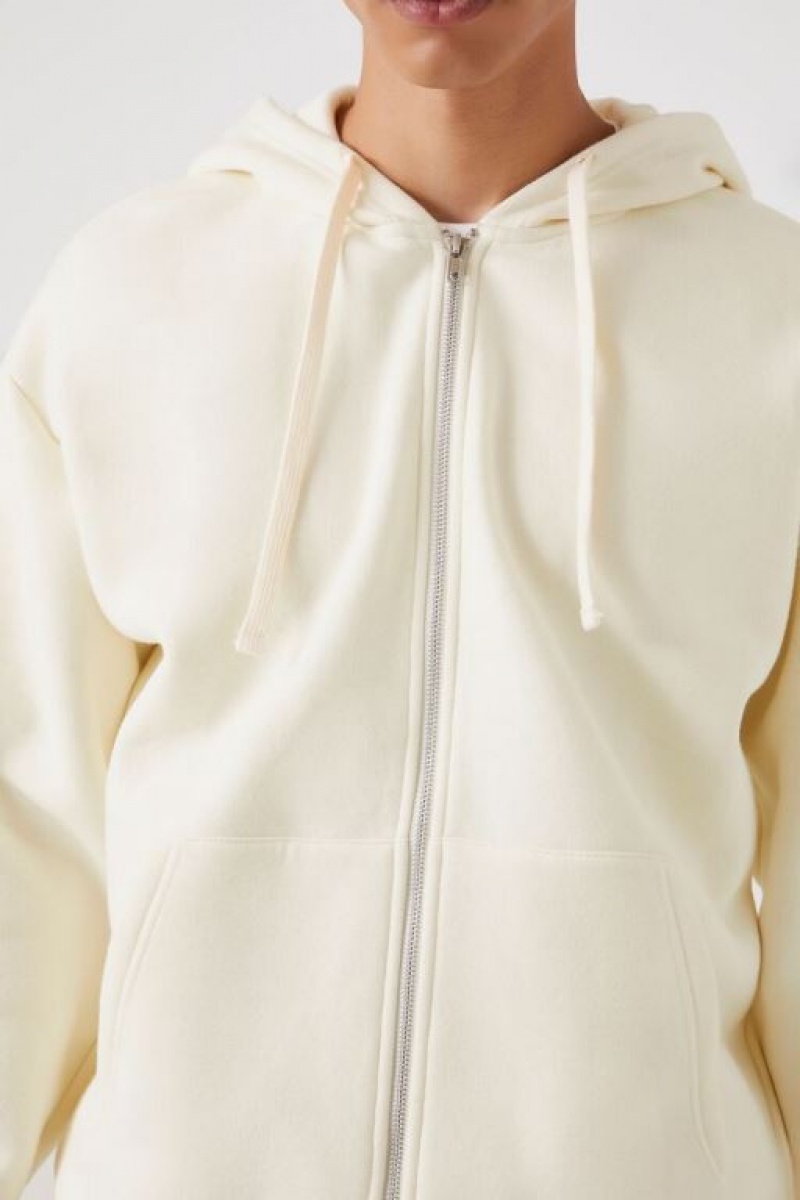 Sudaderas Forever 21 Fleece Zip Up Hombre Creme | pRoX0XgWwF2