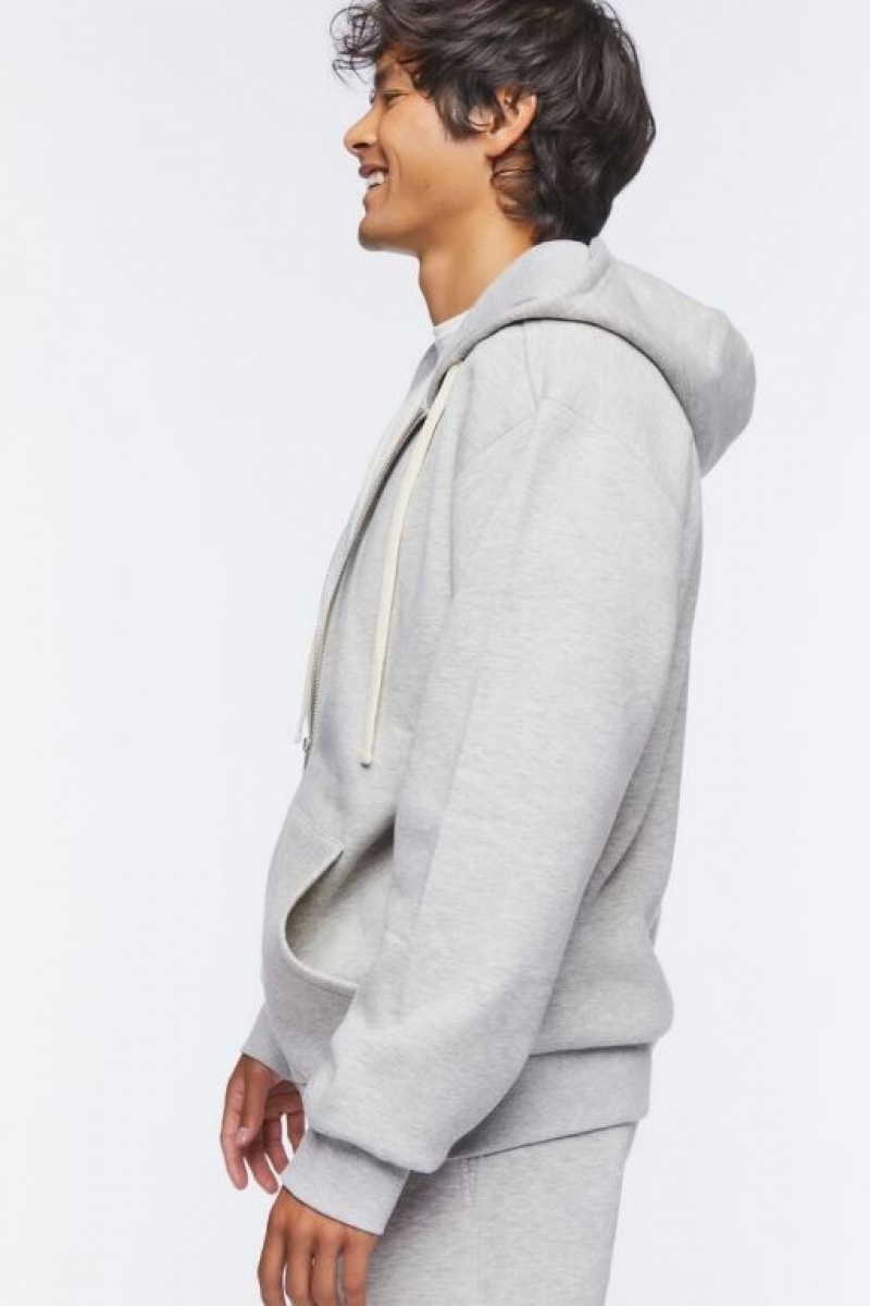 Sudaderas Forever 21 Fleece Zip Up Hombre Gris | ce1o40hgiZx