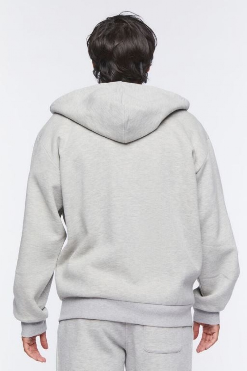 Sudaderas Forever 21 Fleece Zip Up Hombre Gris | ce1o40hgiZx