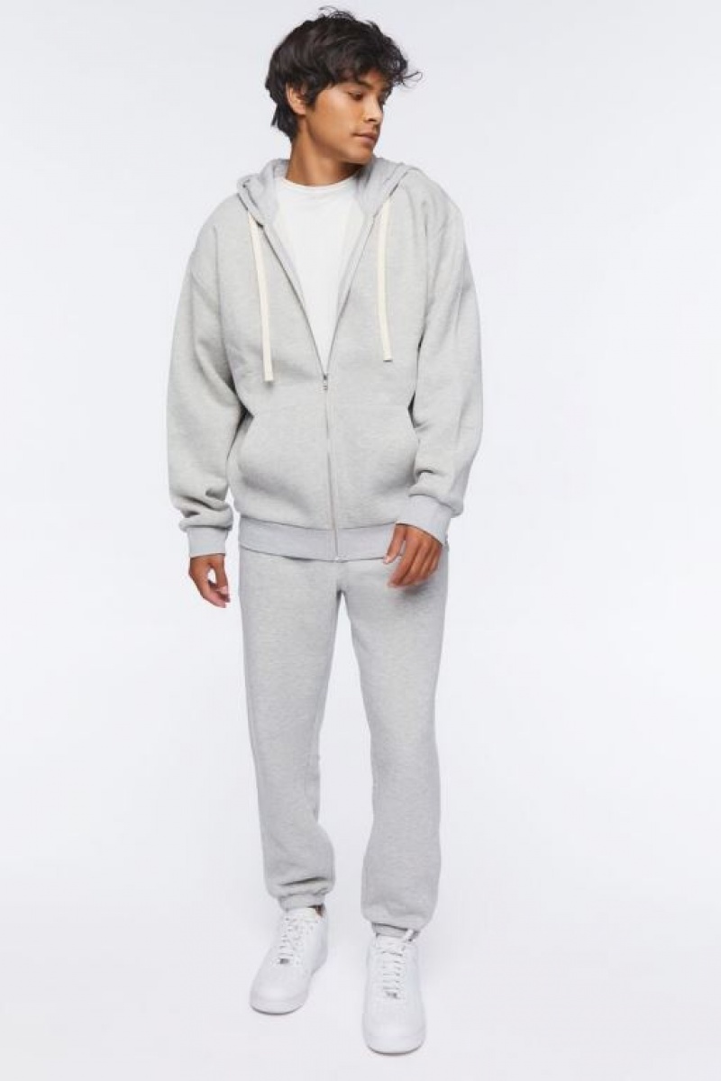 Sudaderas Forever 21 Fleece Zip Up Hombre Gris | ce1o40hgiZx