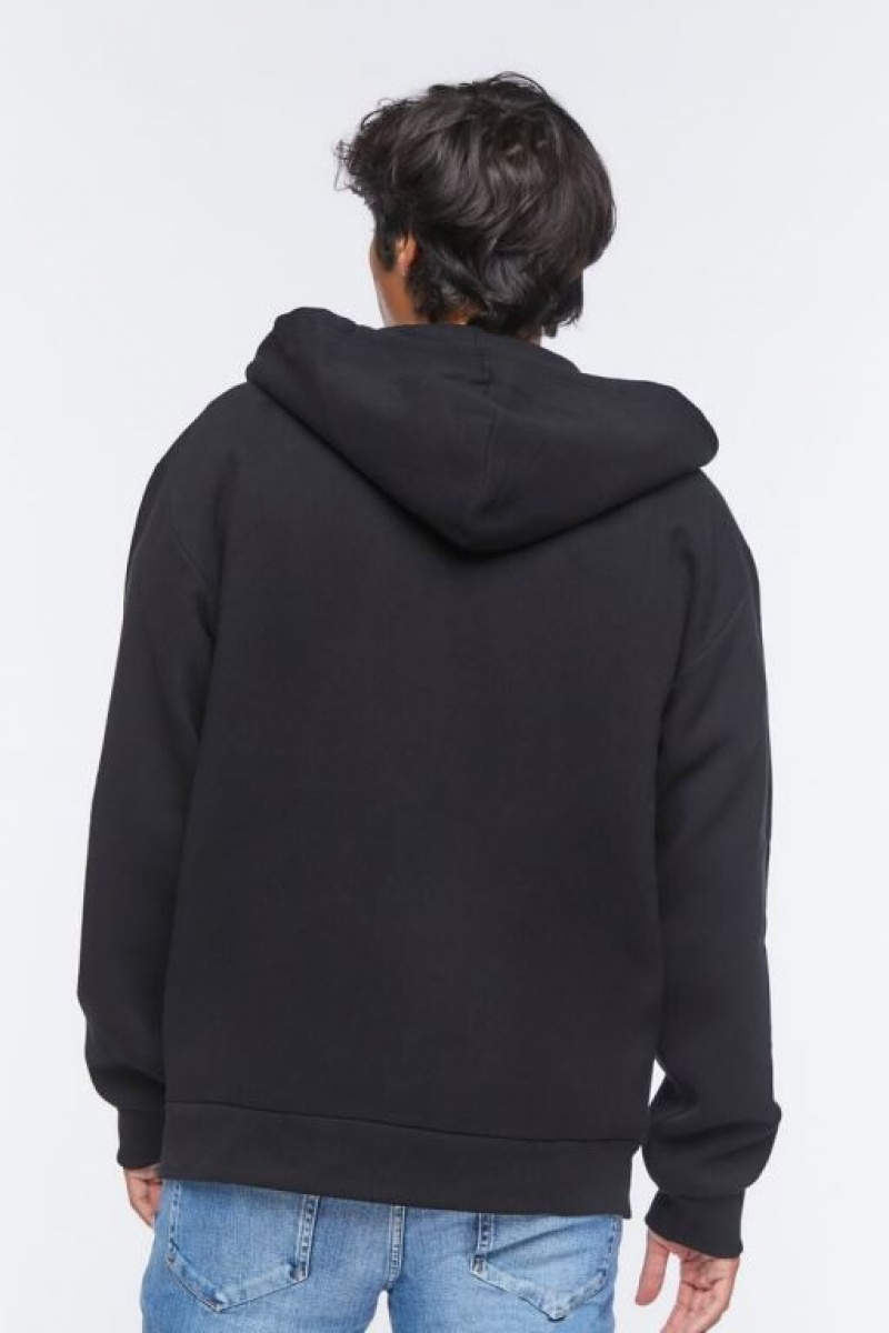 Sudaderas Forever 21 Fleece Zip Up Hombre Negras | N5amHEc5Kg1