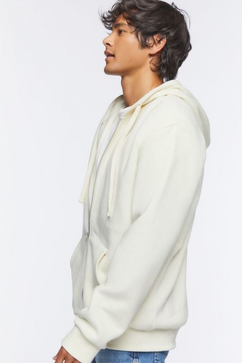 Sudaderas Forever 21 Fleece Zip Up Hombre Creme | IdyimddI2R2