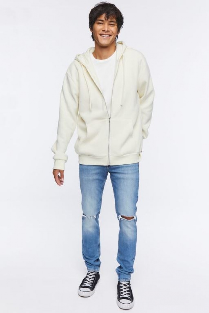 Sudaderas Forever 21 Fleece Zip Up Hombre Creme | IdyimddI2R2