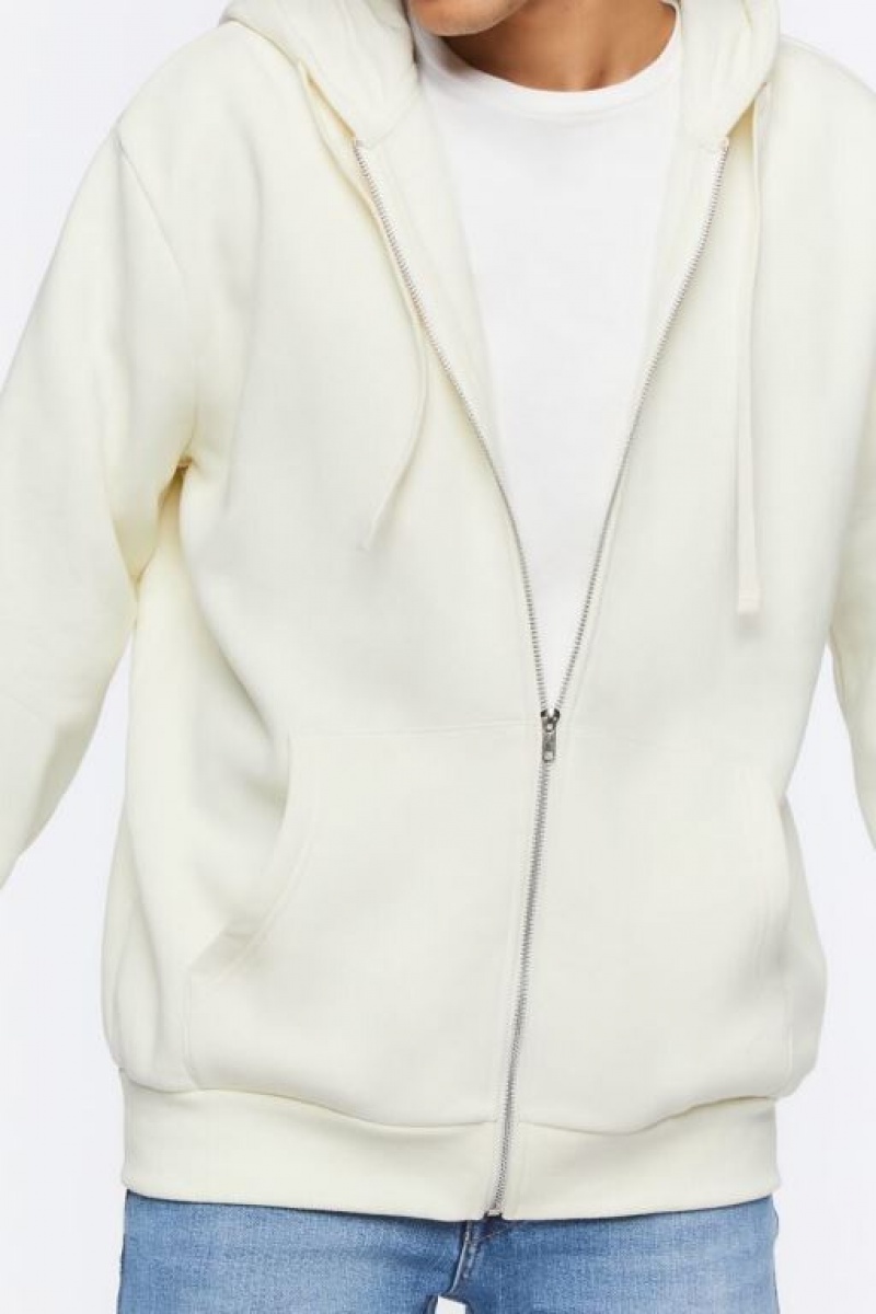 Sudaderas Forever 21 Fleece Zip Up Hombre Creme | IdyimddI2R2