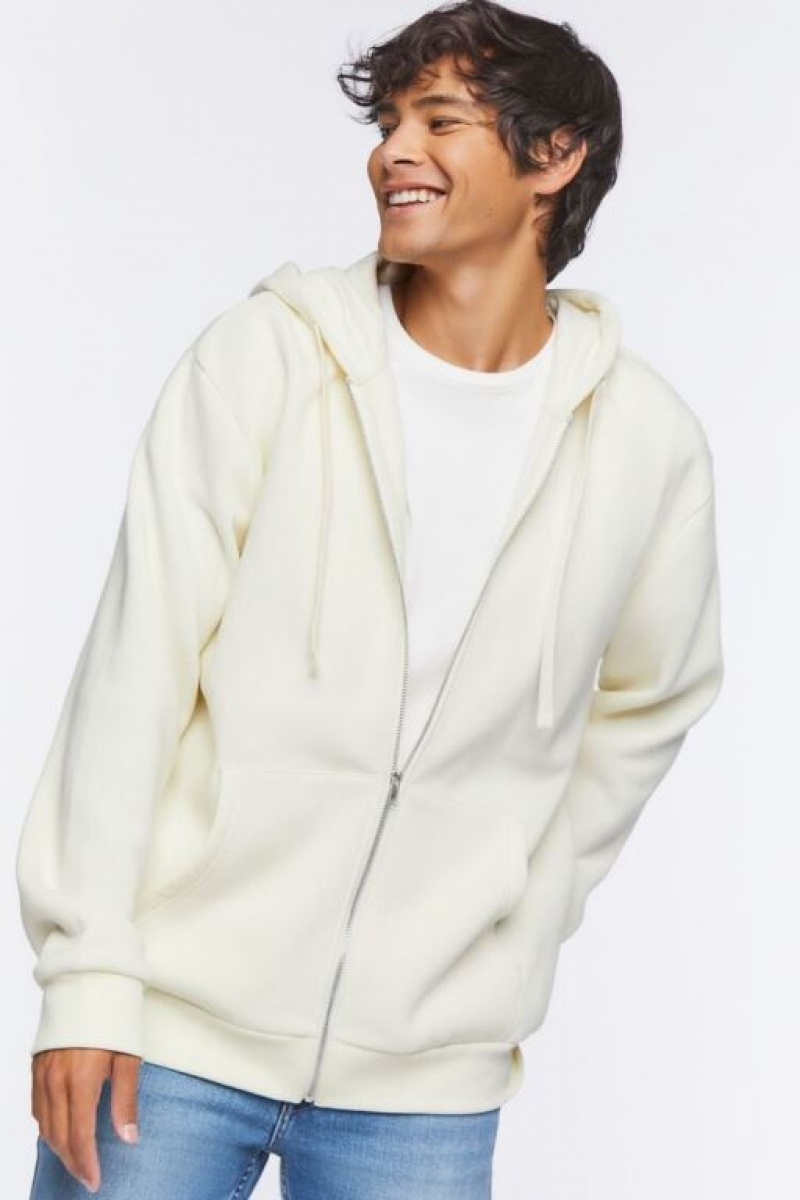 Sudaderas Forever 21 Fleece Zip Up Hombre Creme | IdyimddI2R2