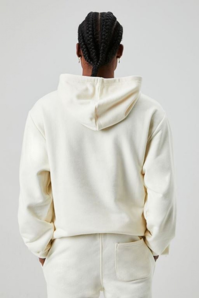 Sudaderas Forever 21 French Terry Drawstring Hombre Creme | DMcnztIqyai