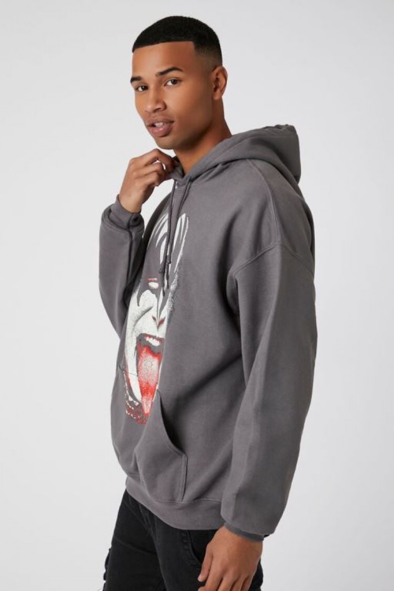 Sudaderas Forever 21 Gene Simmons Kiss Estampadas Hombre Gris Multicolor | TqY7Ei6wb6Q