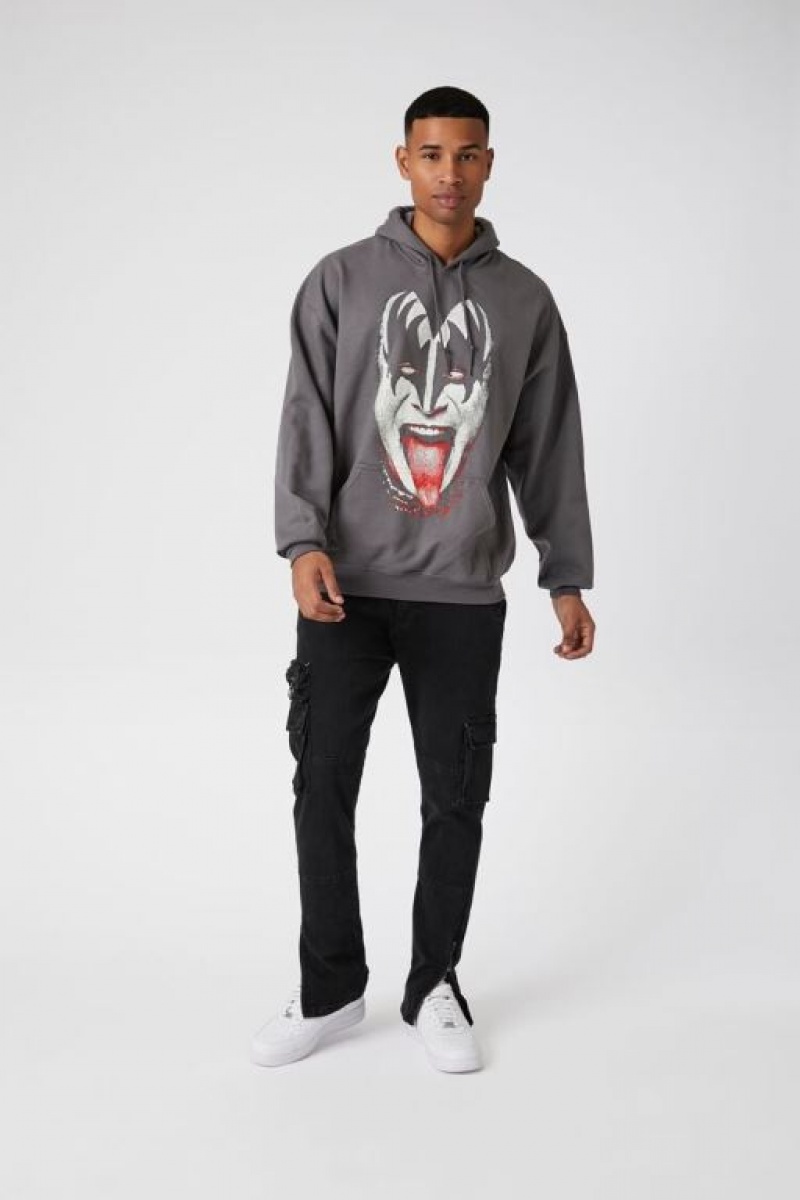 Sudaderas Forever 21 Gene Simmons Kiss Estampadas Hombre Gris Multicolor | TqY7Ei6wb6Q