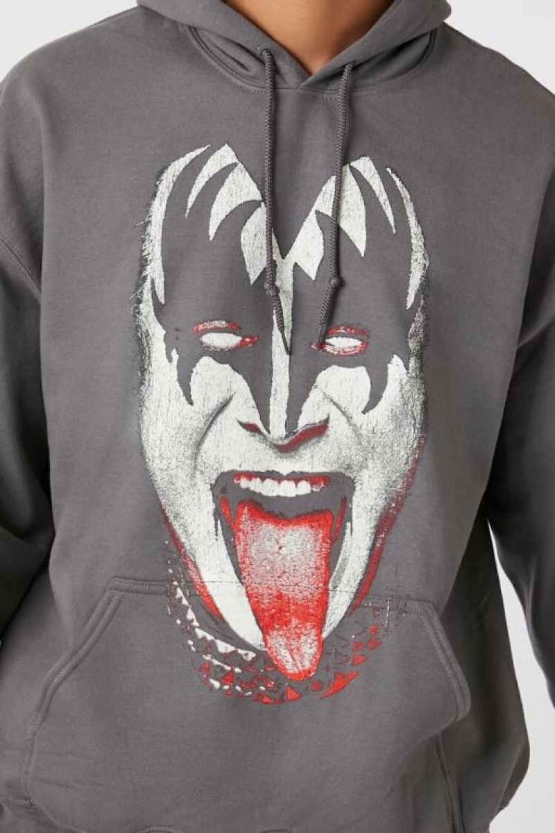 Sudaderas Forever 21 Gene Simmons Kiss Estampadas Hombre Gris Multicolor | TqY7Ei6wb6Q