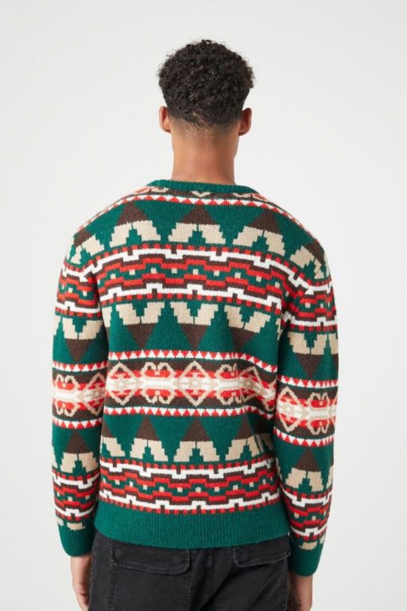 Sudaderas Forever 21 Geo Fair Isle Hombre Verde Multicolor | PrZZxL4PwxS