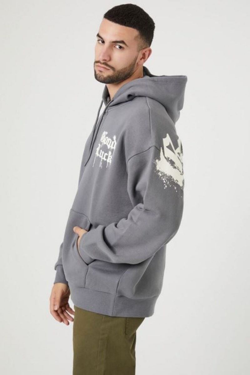 Sudaderas Forever 21 Good Luck Half Zip Hombre Gris Creme | RxmFYApABtc