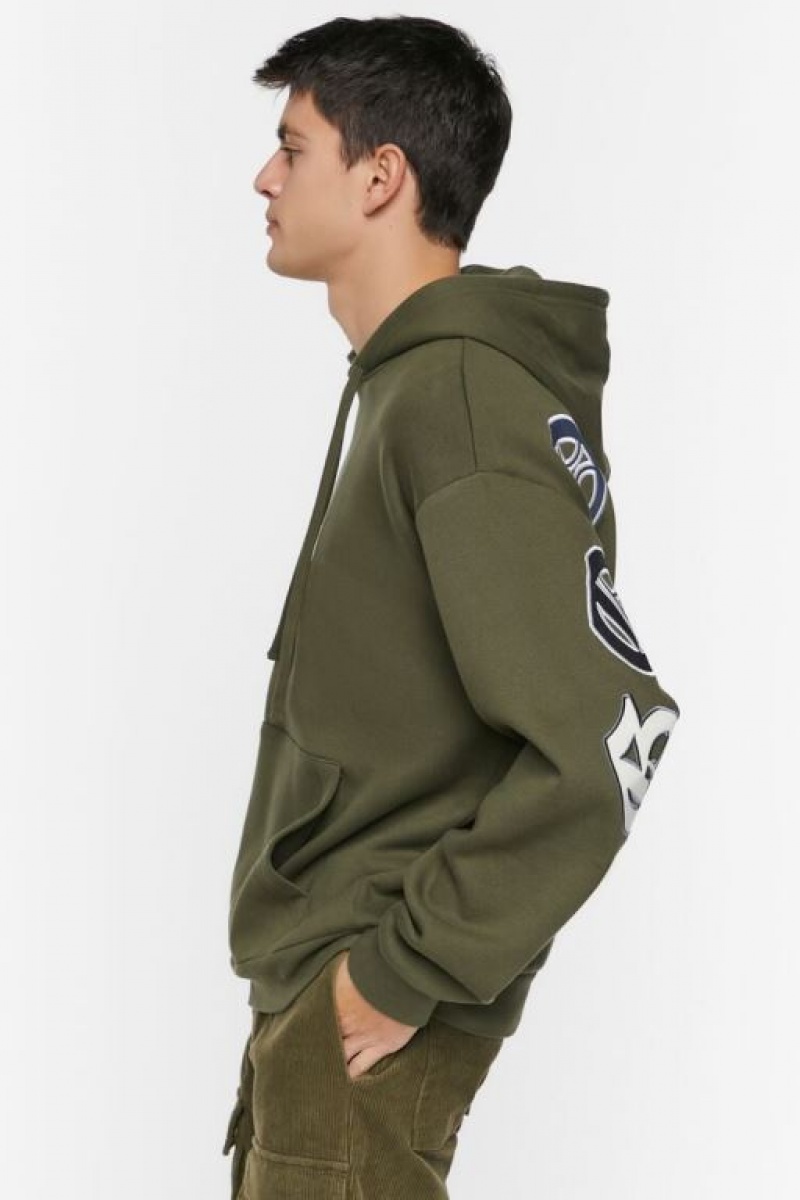 Sudaderas Forever 21 Goodluck Estampadas Hombre Verde Oliva Multicolor | NPPDISPQWKd