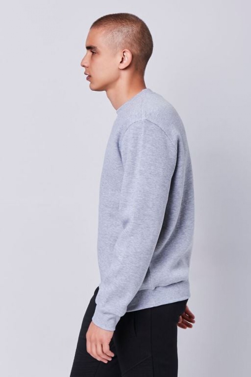 Sudaderas Forever 21 Heathered Fleece Crew Neck Sweatshirt Hombre Gris | xaHEBBf6l8H