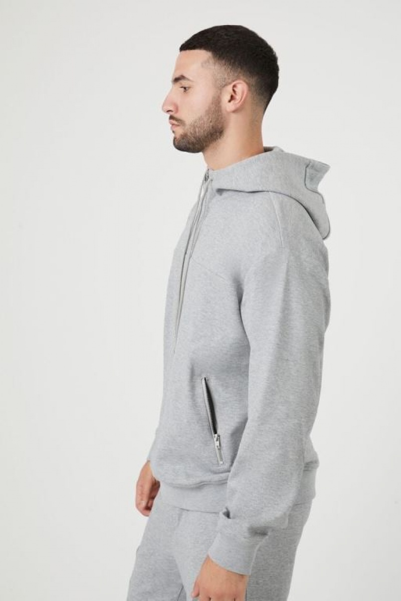 Sudaderas Forever 21 Heathered Quarter Zip Hombre Gris Claro | 0OTqDE6Pqov