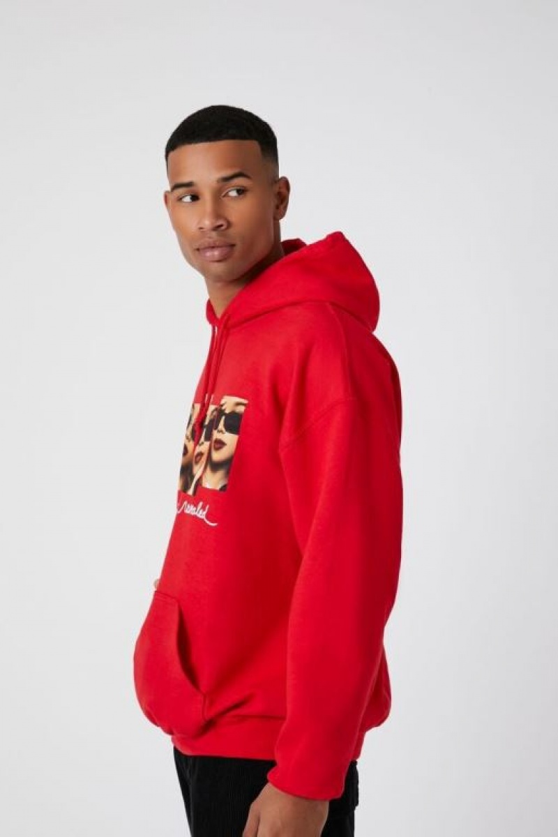 Sudaderas Forever 21 Her Estampadas Drawstring Hombre Rojas Multicolor | 1Bkau6EKYK4