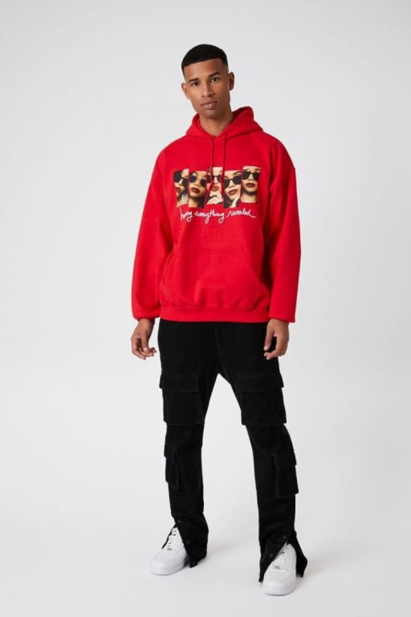 Sudaderas Forever 21 Her Estampadas Drawstring Hombre Rojas Multicolor | 1Bkau6EKYK4