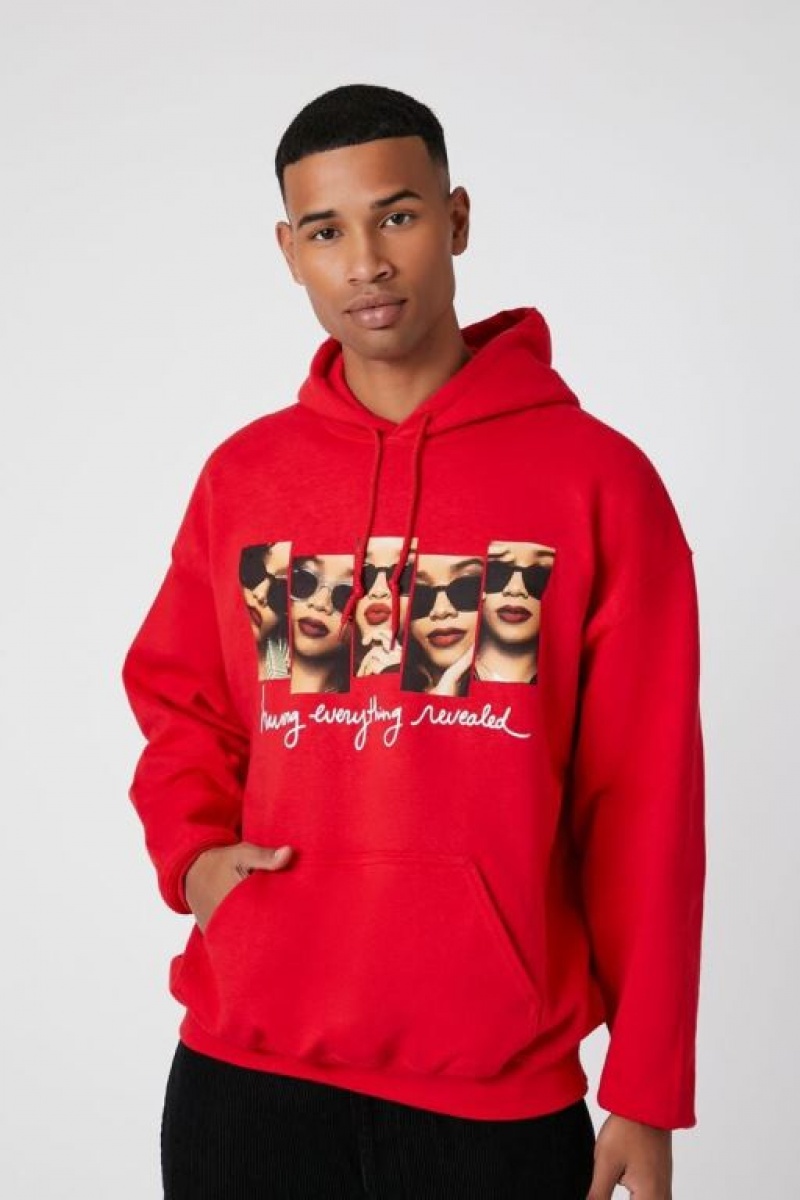 Sudaderas Forever 21 Her Estampadas Drawstring Hombre Rojas Multicolor | 1Bkau6EKYK4