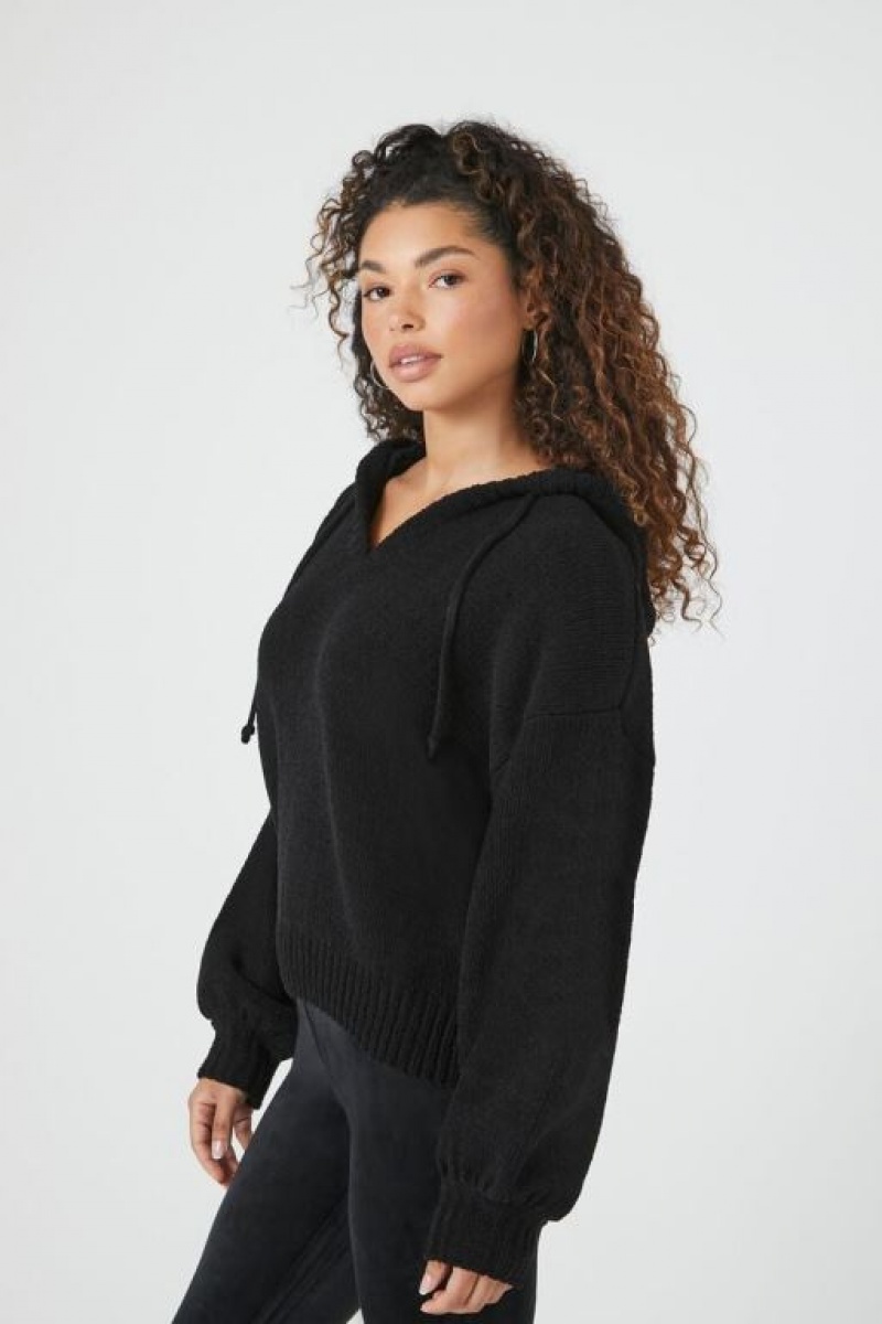 Sudaderas Forever 21 Hooded Drop Sleeve Mujer Negras | fjCU0bxWaLw