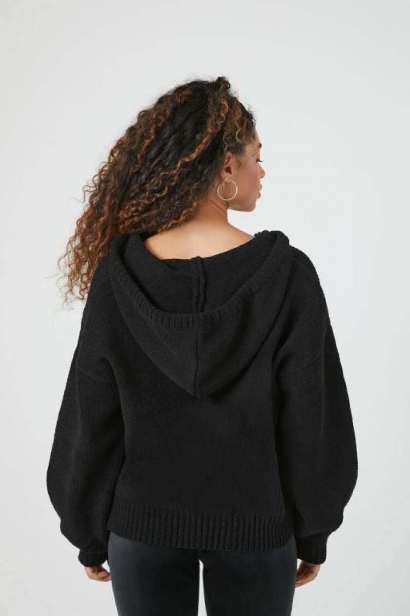 Sudaderas Forever 21 Hooded Drop Sleeve Mujer Negras | fjCU0bxWaLw