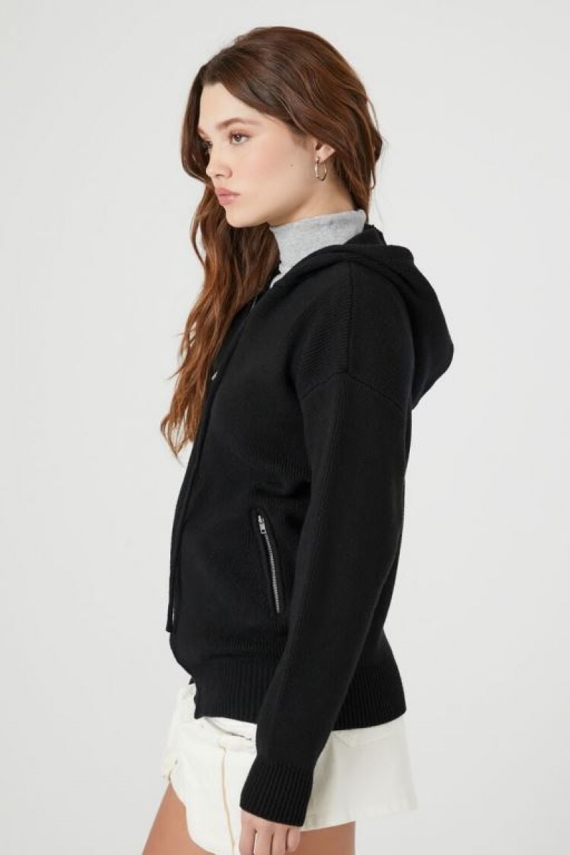 Sudaderas Forever 21 Hooded Zip Up Mujer Negras | 0ZVcaUbwOLj