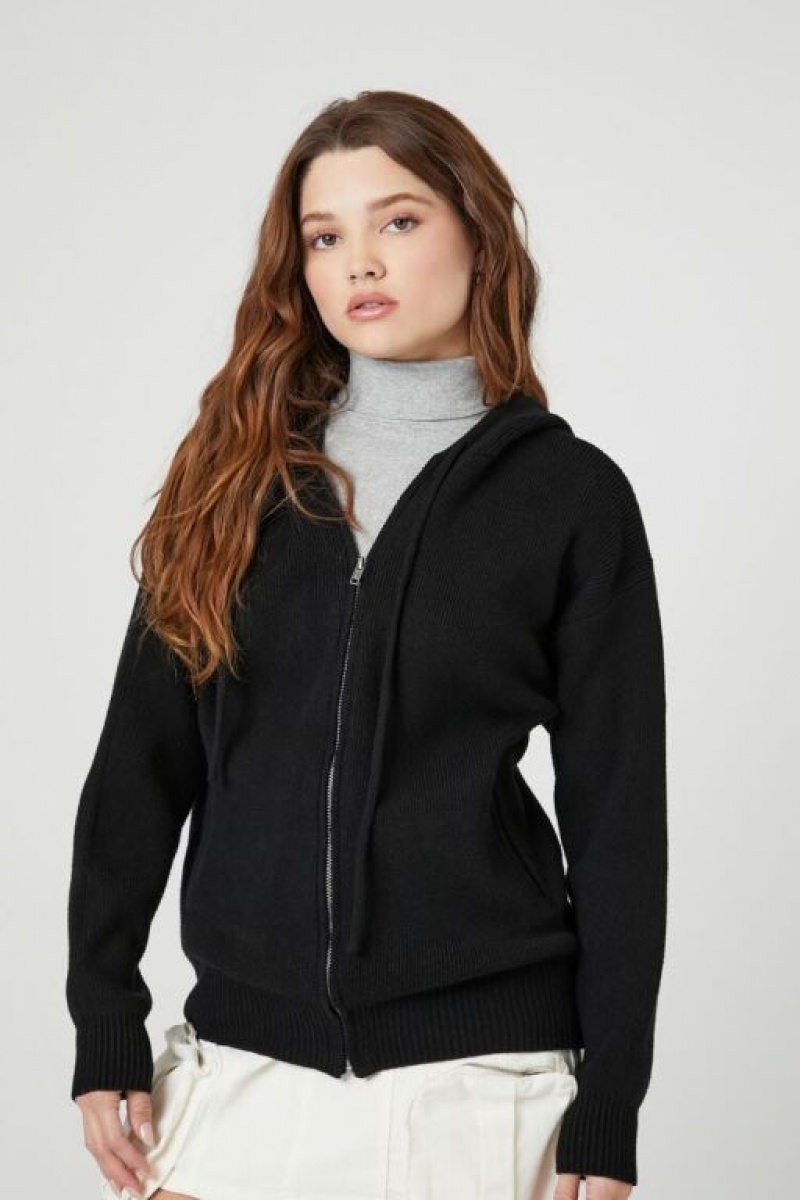 Sudaderas Forever 21 Hooded Zip Up Mujer Negras | 0ZVcaUbwOLj