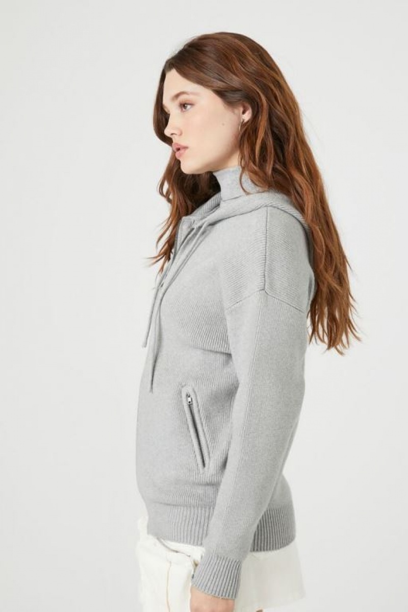 Sudaderas Forever 21 Hooded Zip Up Mujer Gris | yAH0lNW5PAZ