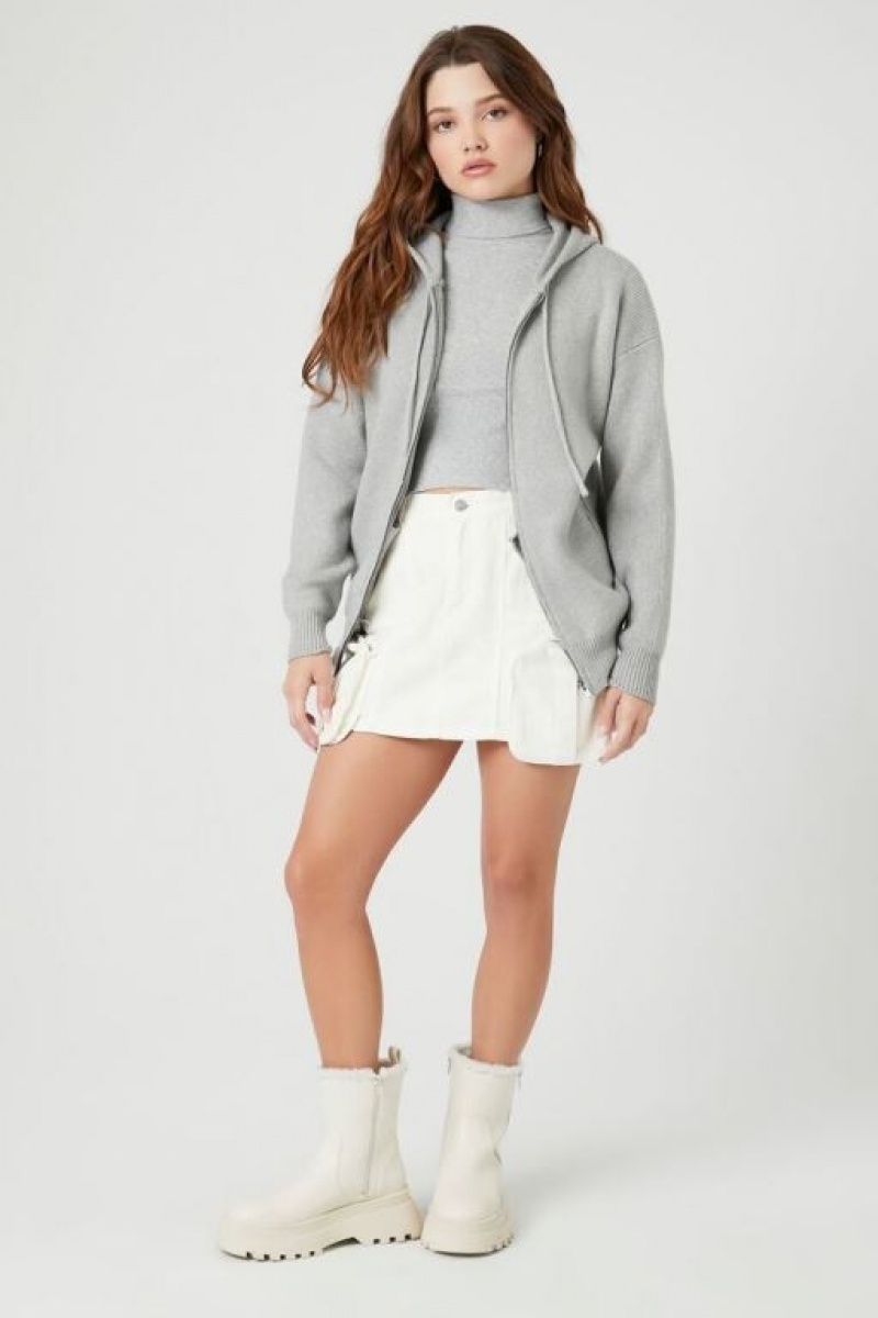 Sudaderas Forever 21 Hooded Zip Up Mujer Gris | yAH0lNW5PAZ