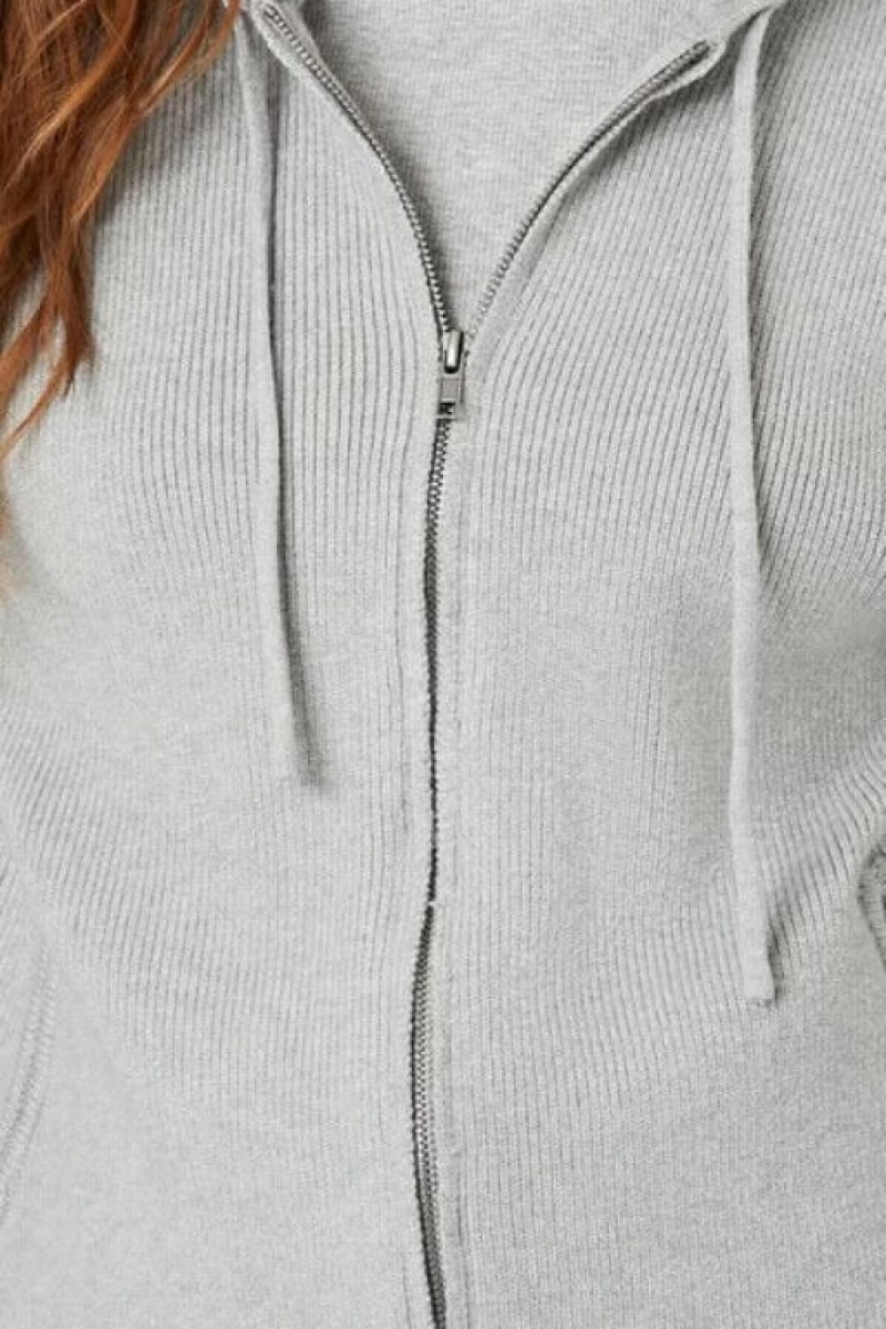 Sudaderas Forever 21 Hooded Zip Up Mujer Gris | yAH0lNW5PAZ