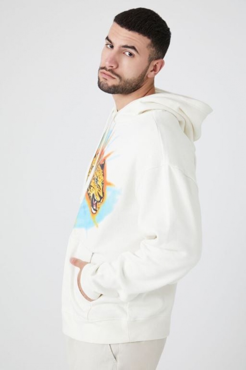 Sudaderas Forever 21 Leopard Estampadas Hombre Creme Multicolor | W4ny7Xobdfe