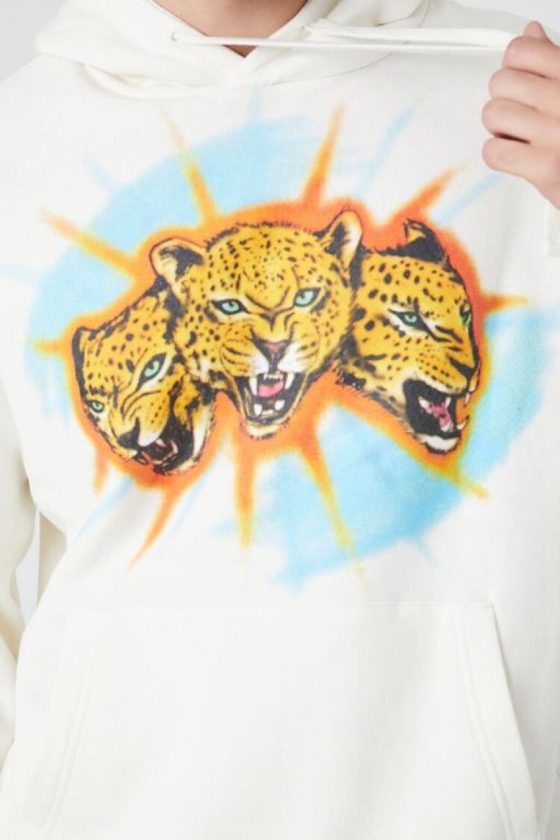 Sudaderas Forever 21 Leopard Estampadas Hombre Creme Multicolor | W4ny7Xobdfe