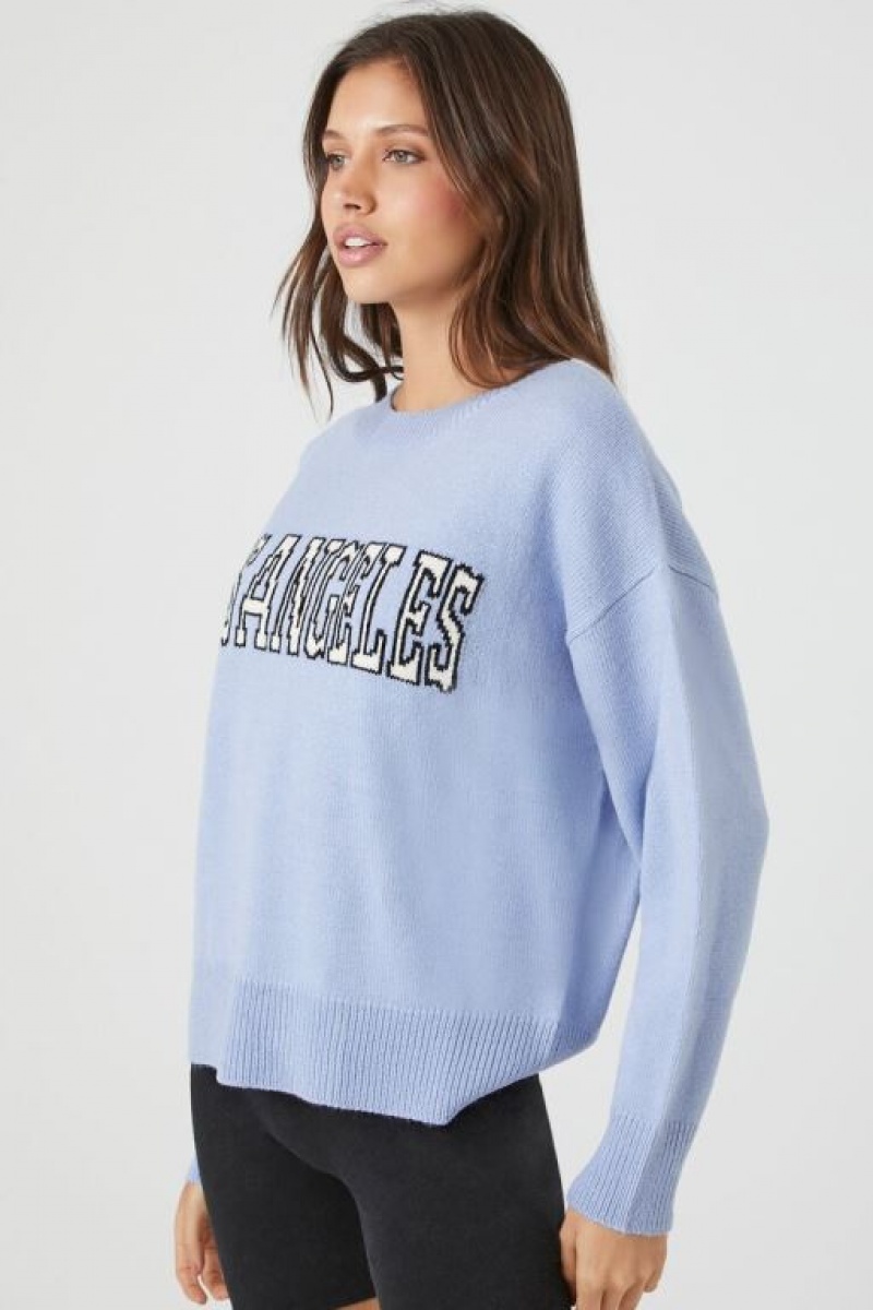 Sudaderas Forever 21 Los Angeles Drop Sleeve Mujer Azules Multicolor | QcHeKDcDsSA