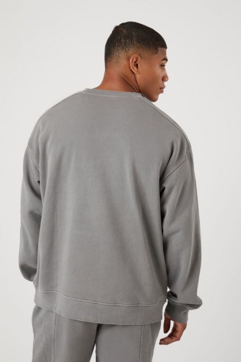 Sudaderas Forever 21 Mineral Wash V Notch Drop Sleeve Hombre Gris | cFMMZMq4Q5Y