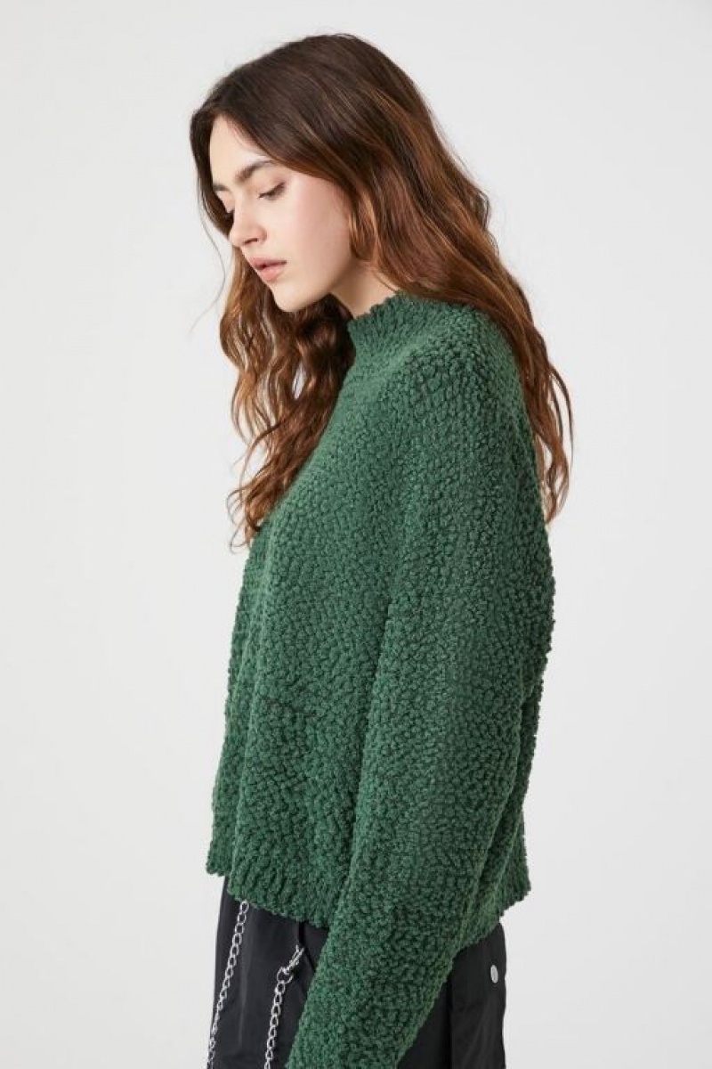 Sudaderas Forever 21 Mock Neck Drop Sleeve Mujer Verde | 7SaN5ZCCYJe