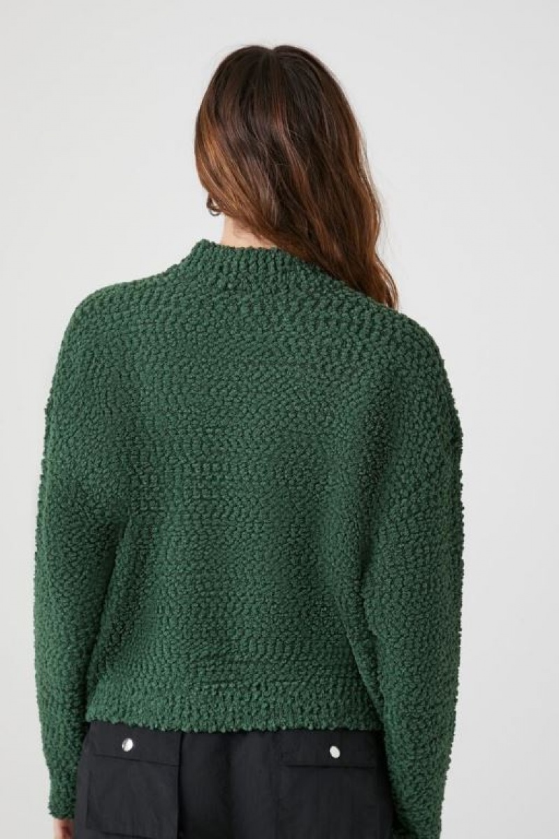 Sudaderas Forever 21 Mock Neck Drop Sleeve Mujer Verde | 7SaN5ZCCYJe