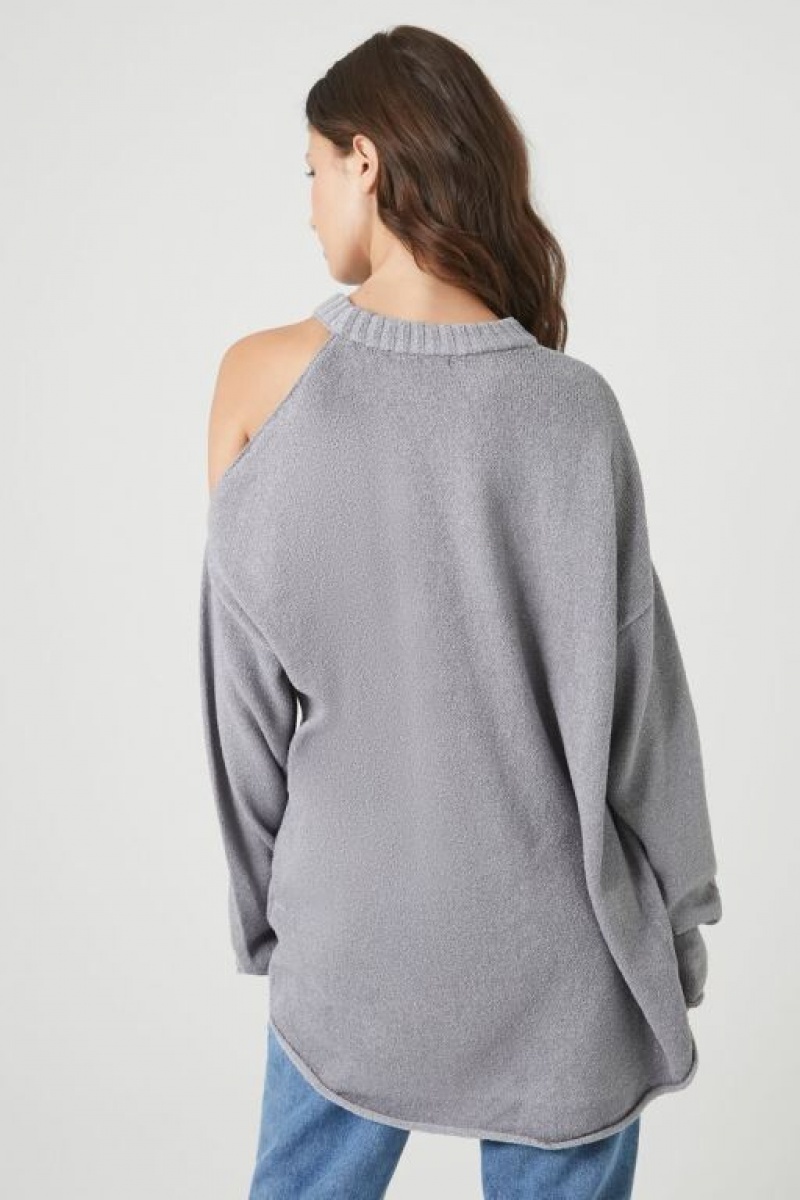 Sudaderas Forever 21 Open Shoulder Evr Mujer Gris Multicolor | HeoLNVYUKqU