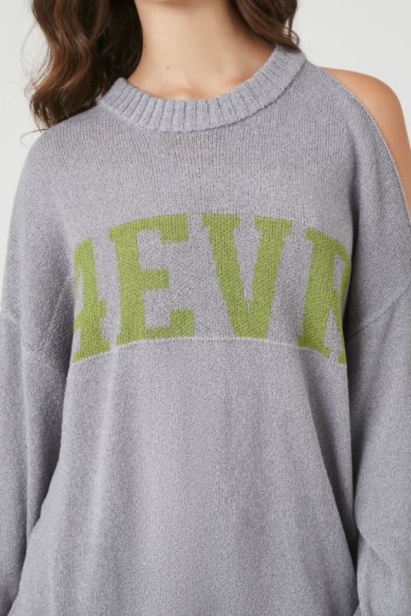 Sudaderas Forever 21 Open Shoulder Evr Mujer Gris Multicolor | HeoLNVYUKqU