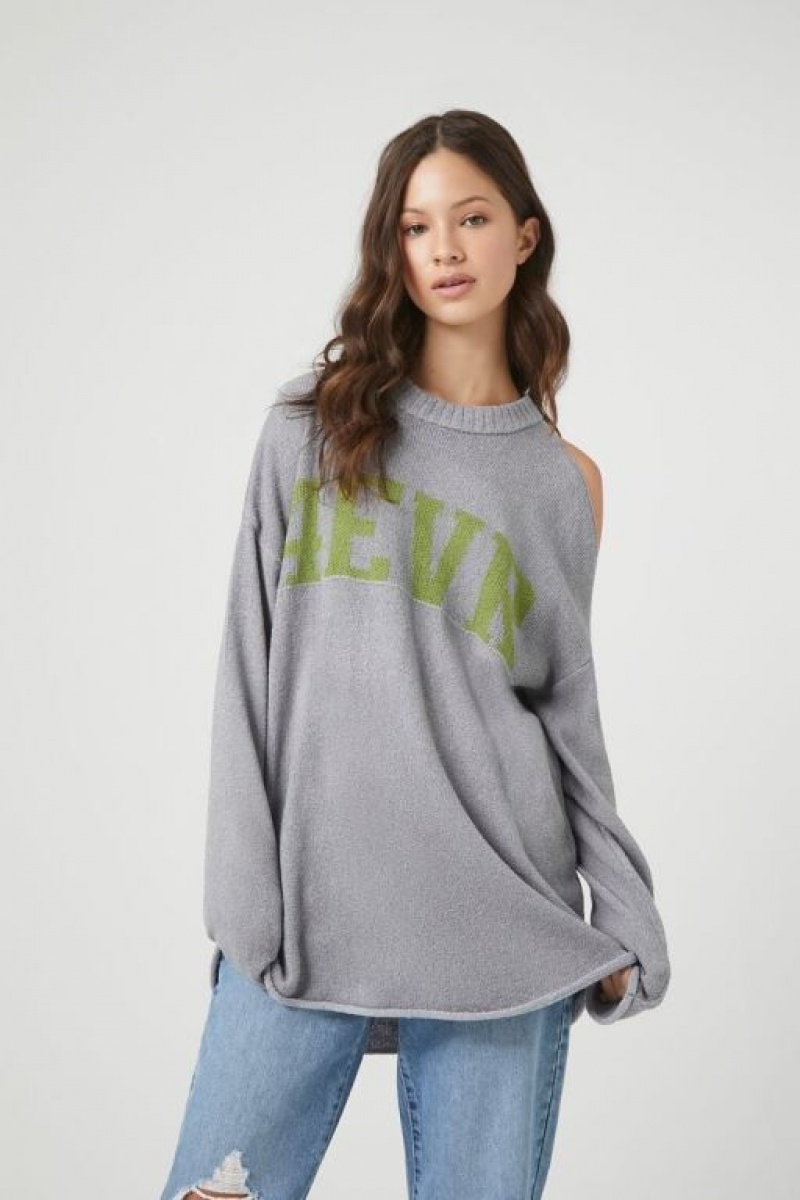 Sudaderas Forever 21 Open Shoulder Evr Mujer Gris Multicolor | HeoLNVYUKqU