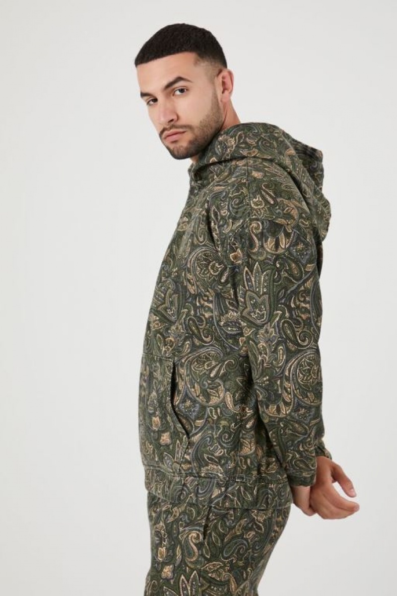 Sudaderas Forever 21 Paisley Print Hombre Verde Oliva Multicolor | rRljVyBonzV