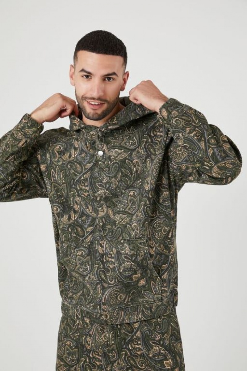 Sudaderas Forever 21 Paisley Print Hombre Verde Oliva Multicolor | rRljVyBonzV