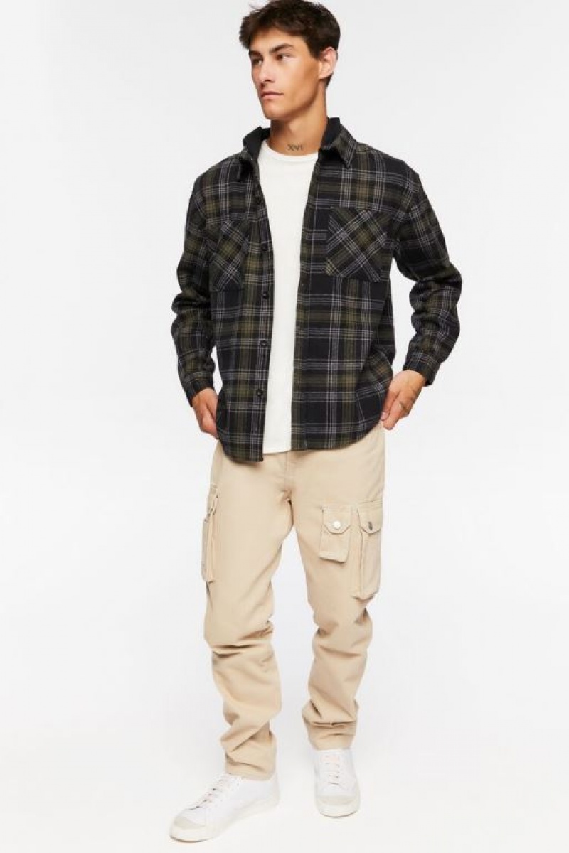 Sudaderas Forever 21 Plaid Combo Flannel Hombre Negras Multicolor | FVD2fbTpXJj