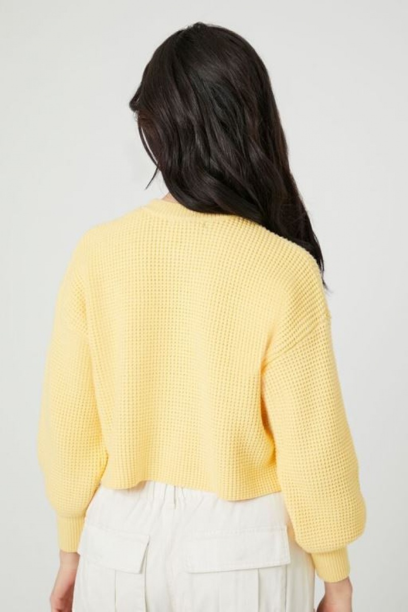 Sudaderas Forever 21 Purl Knit Long Sleeve Mujer Pale Banana | 7N14gxcJWZl