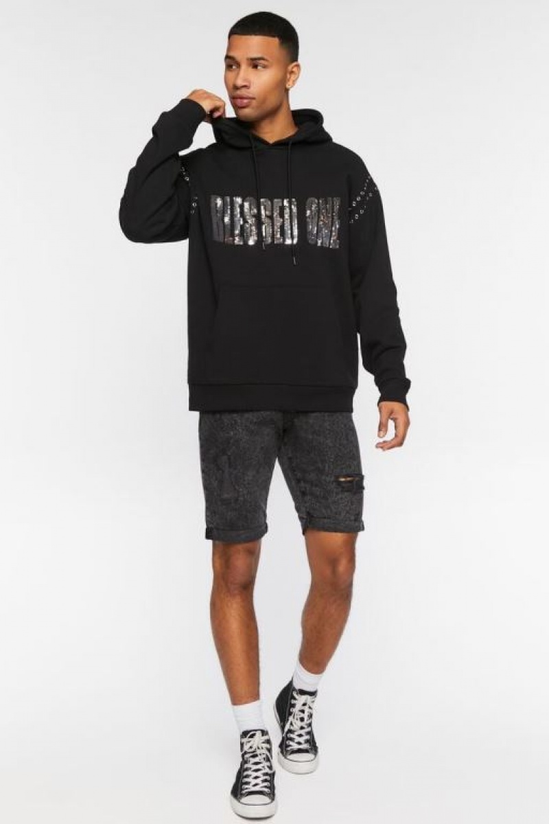 Sudaderas Forever 21 Sequin Blessed One Hombre Negras Multicolor | 0HOwlI7qpxR