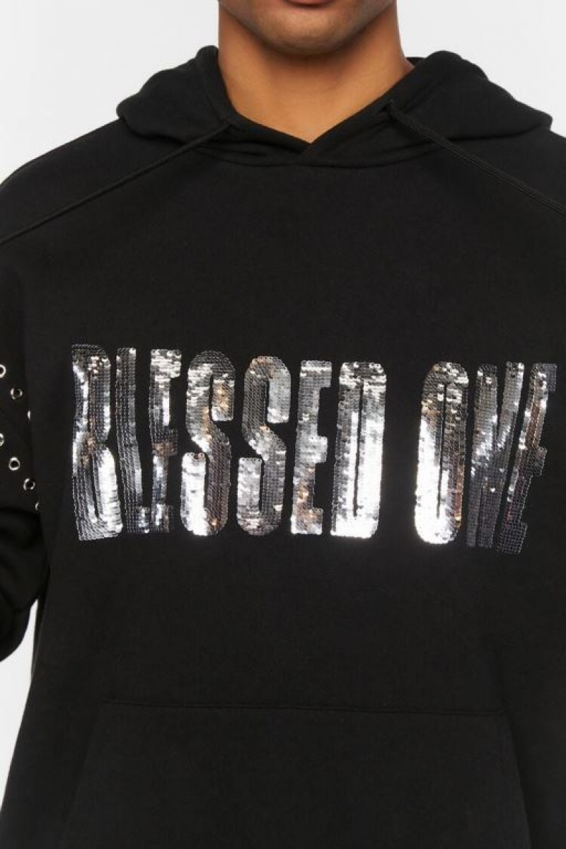 Sudaderas Forever 21 Sequin Blessed One Hombre Negras Multicolor | 0HOwlI7qpxR