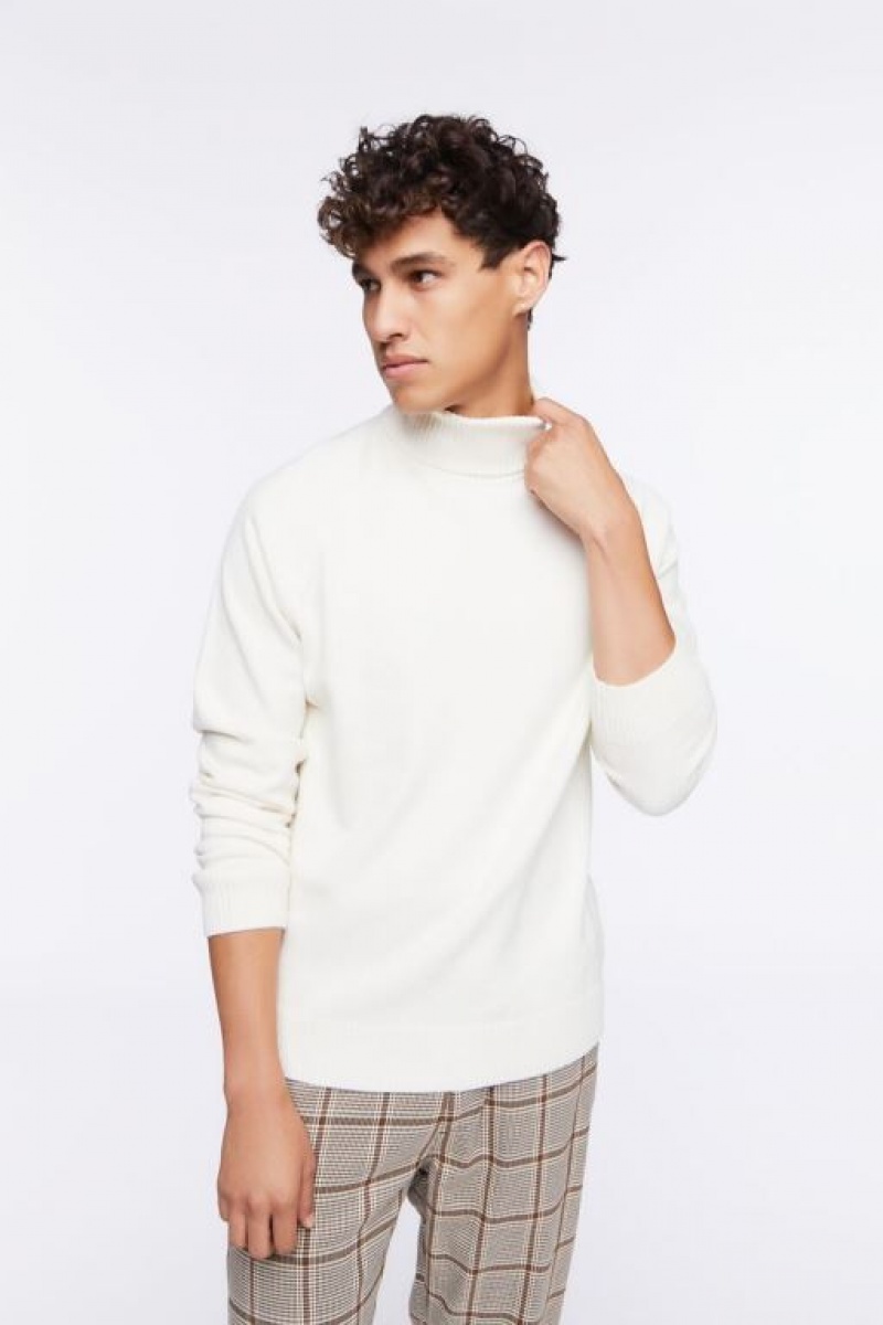 Sudaderas Forever 21 Turtleneck Raglan Hombre Creme | f7PBK5blqYn