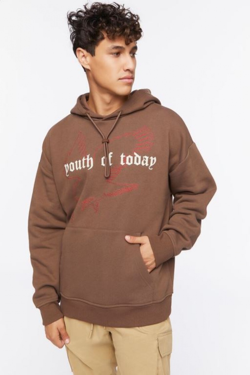 Sudaderas Forever 21 Youth Of Today Estampadas Hombre Marrones Multicolor | ucJWxlqgQZR