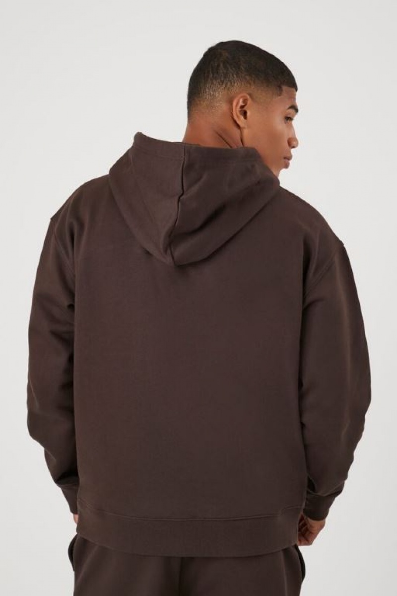 Sudaderas Forever 21 Zip Pocket Fleece Hombre Cocoa | LdXEhTgmNA4