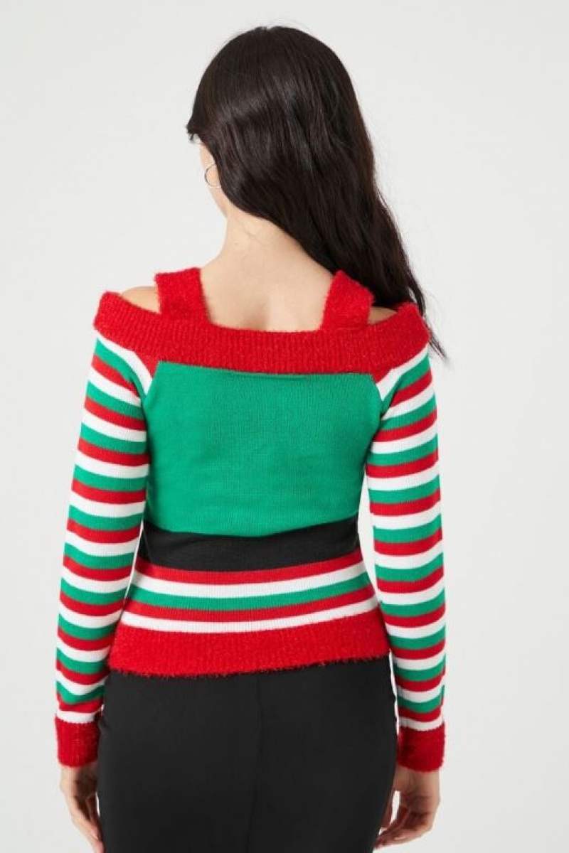 Suéteres Forever 21 A Rayas Holiday Mujer Verde Multicolor | UBJvrzLMAHS