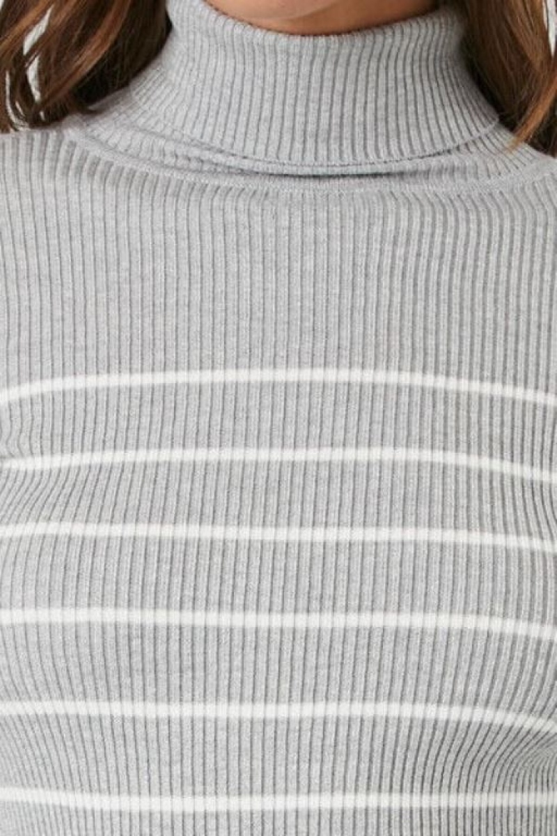 Suéteres Forever 21 A Rayas Turtleneck Mujer Gris Blancas | vj8woZ7wnWS