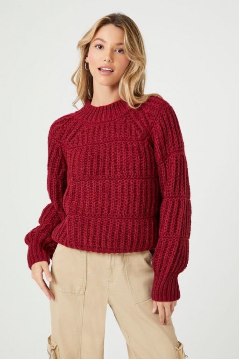 Suéteres Forever 21 Acanalado Channel Stitched Mujer Rojas | JDgju0J7Ntc