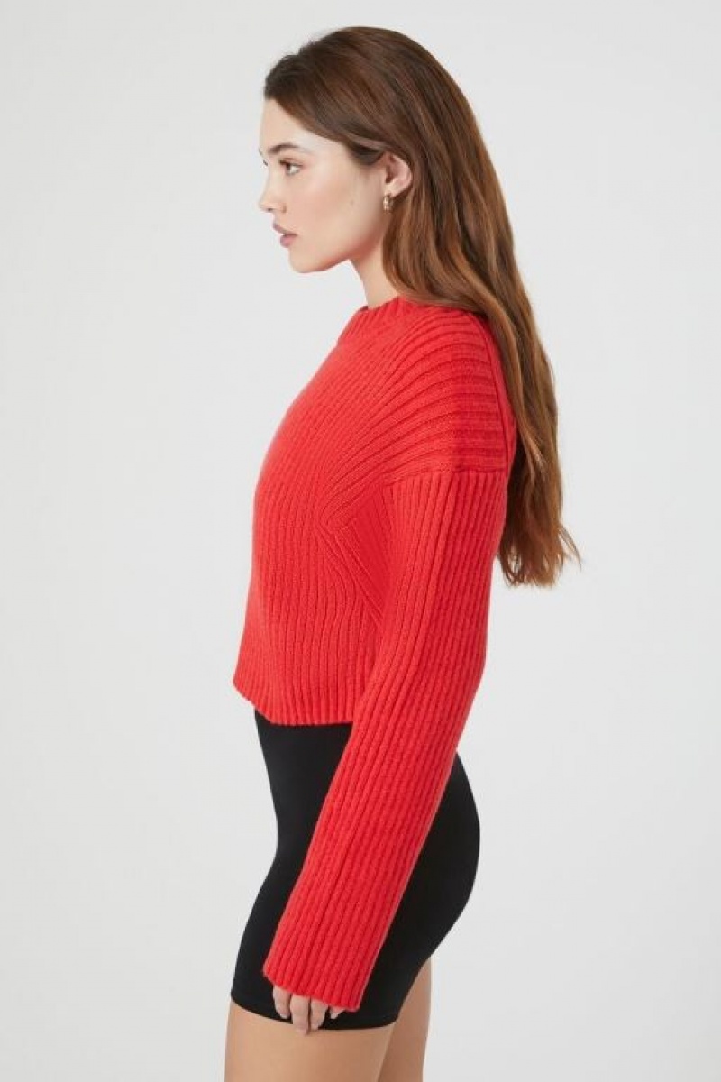 Suéteres Forever 21 Acanalado Drop Sleeve Mujer Rojas | tY0pdSbTXaU